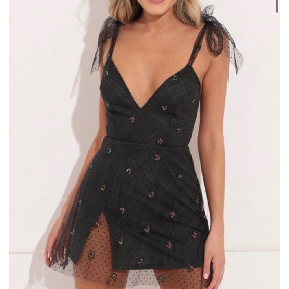 Tia A-line Dress in Black Butterfly